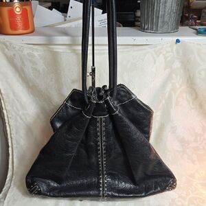 Michael Kors Black Leather Studded Women's Cinch Shoulder Bag